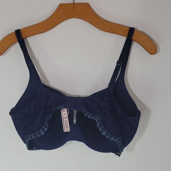 Victoria's Secret Body by Victoria Perfect Shape Lace Overlay Bra Navy 34DD - Picture 3 of 10